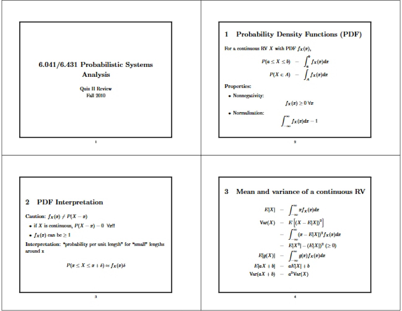 Functions of Probability Density