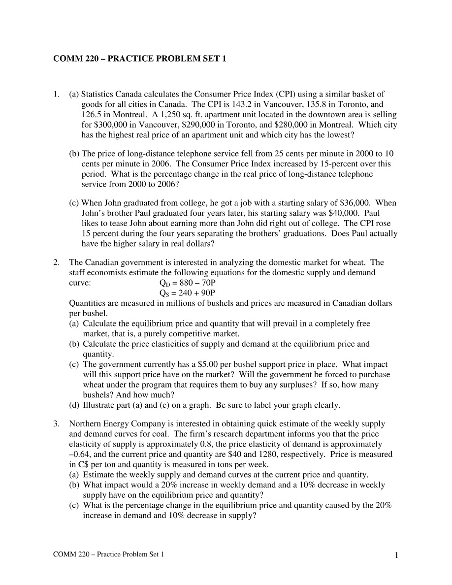 Practice Problem Set 1 - COMM220
