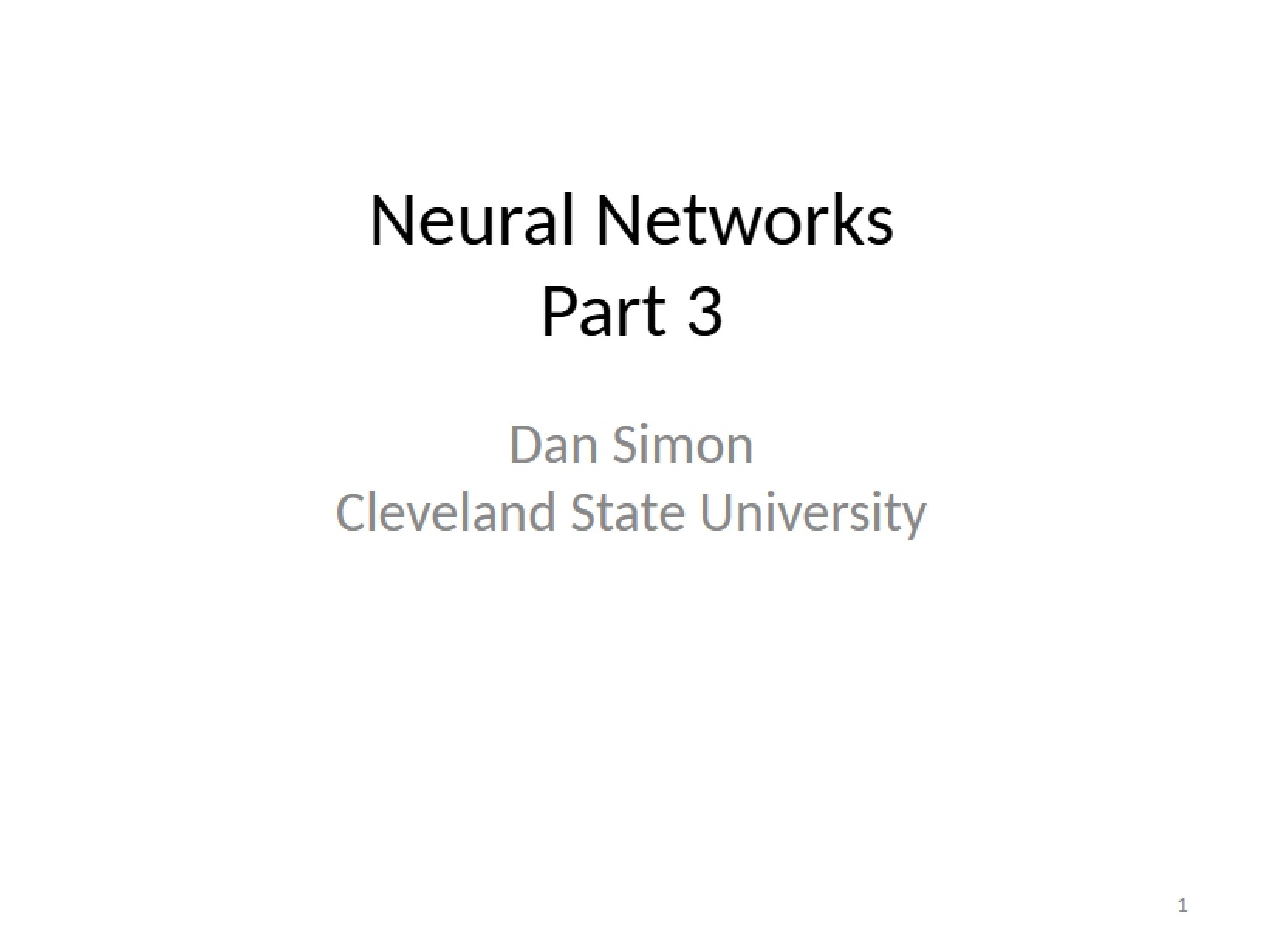 Networks, Neural