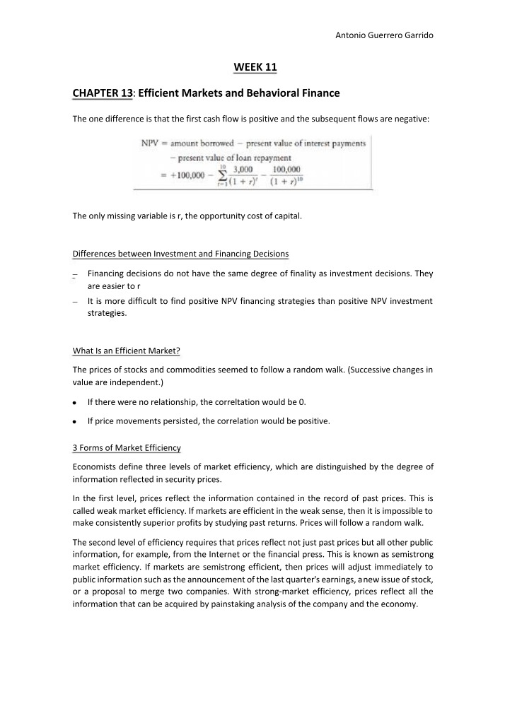 Efficient Markets and Behavioral Finance