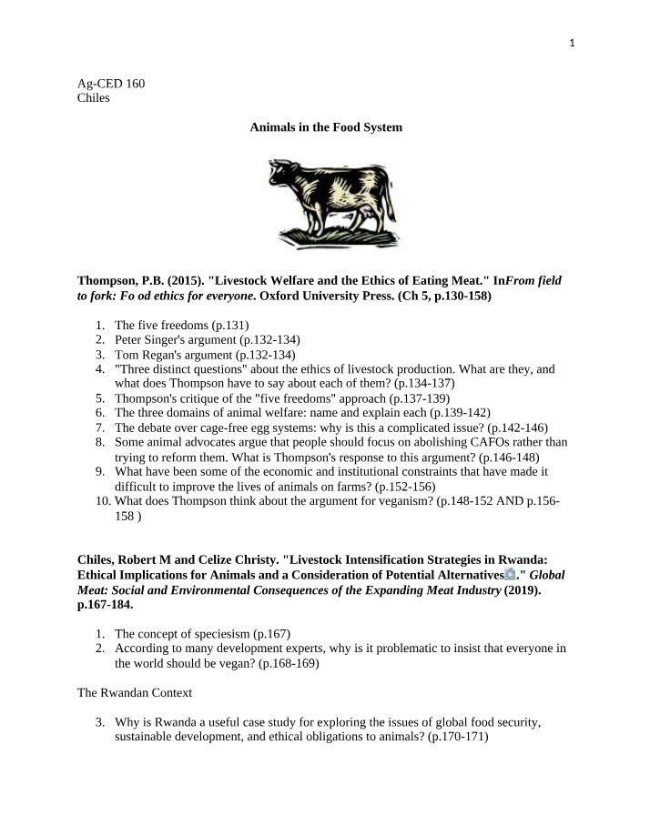 Welfare Arguments and Critiques - Ethics of Eating Meat