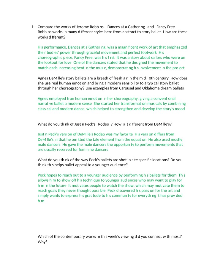 Dance History Lecture Notes - Week 6