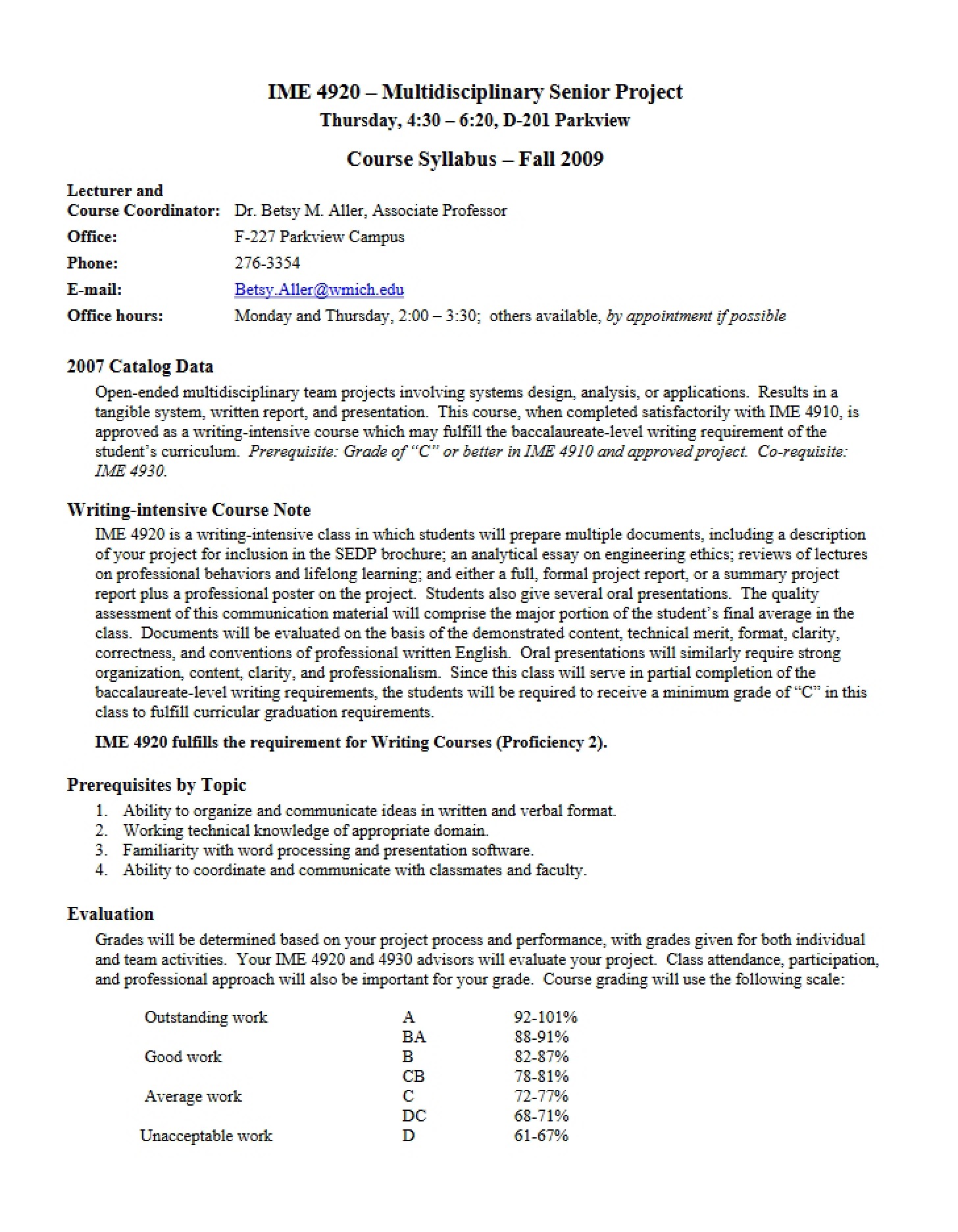 Course Syllabus