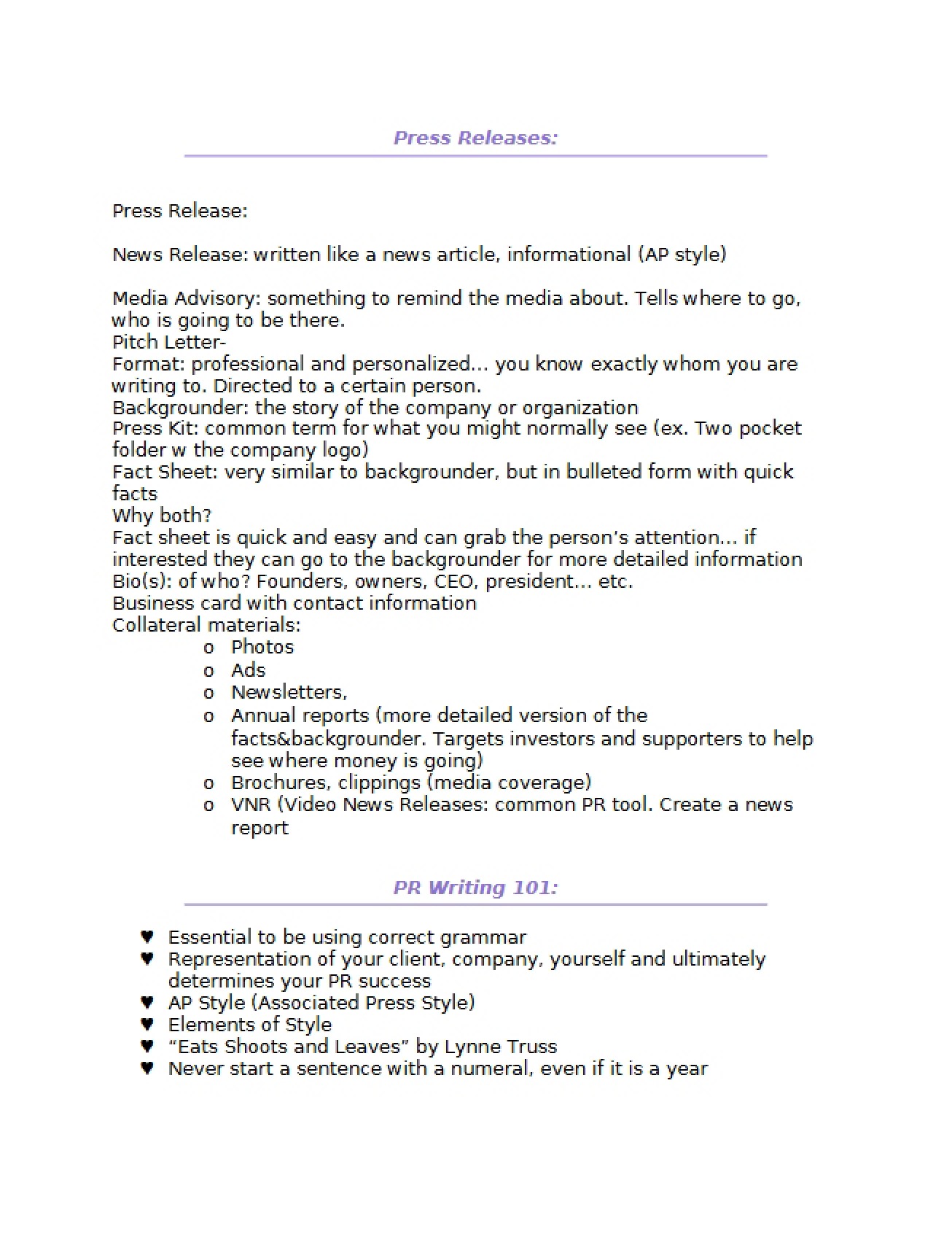 Media Relations Writing Press Releases