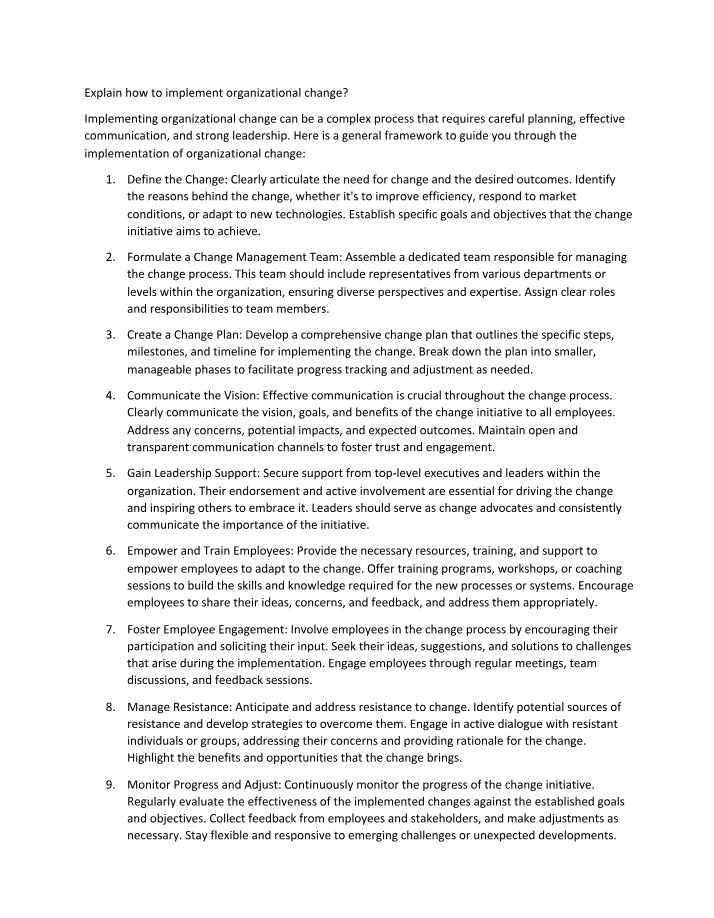 Guide to Implementing Organizational Change