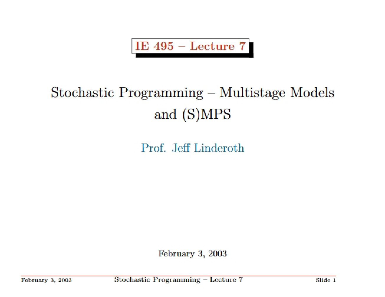 Programming, Stochastic