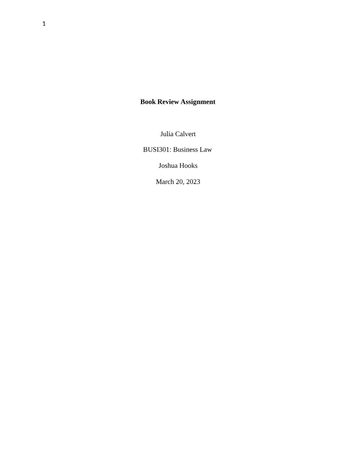 Assignment for Book Review