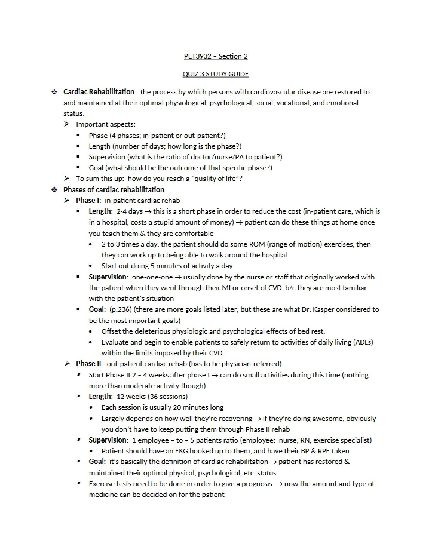 Third Quiz Study Sheet