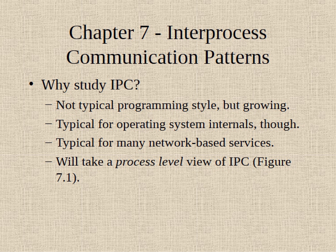 Communication Patterns Between Processes