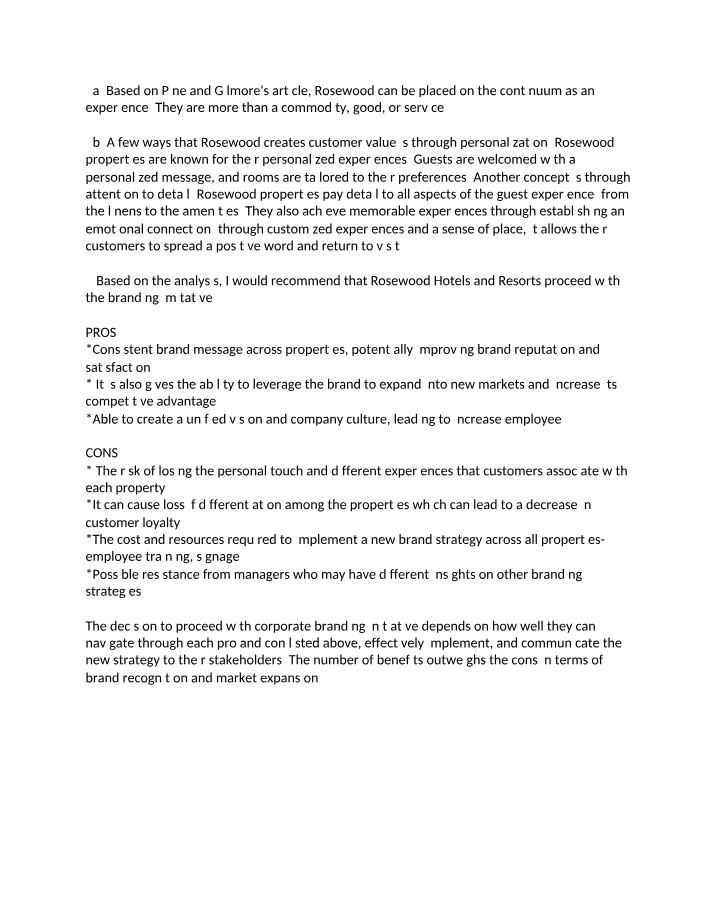 Rosewood Assignment - Miscellaneous Accounting