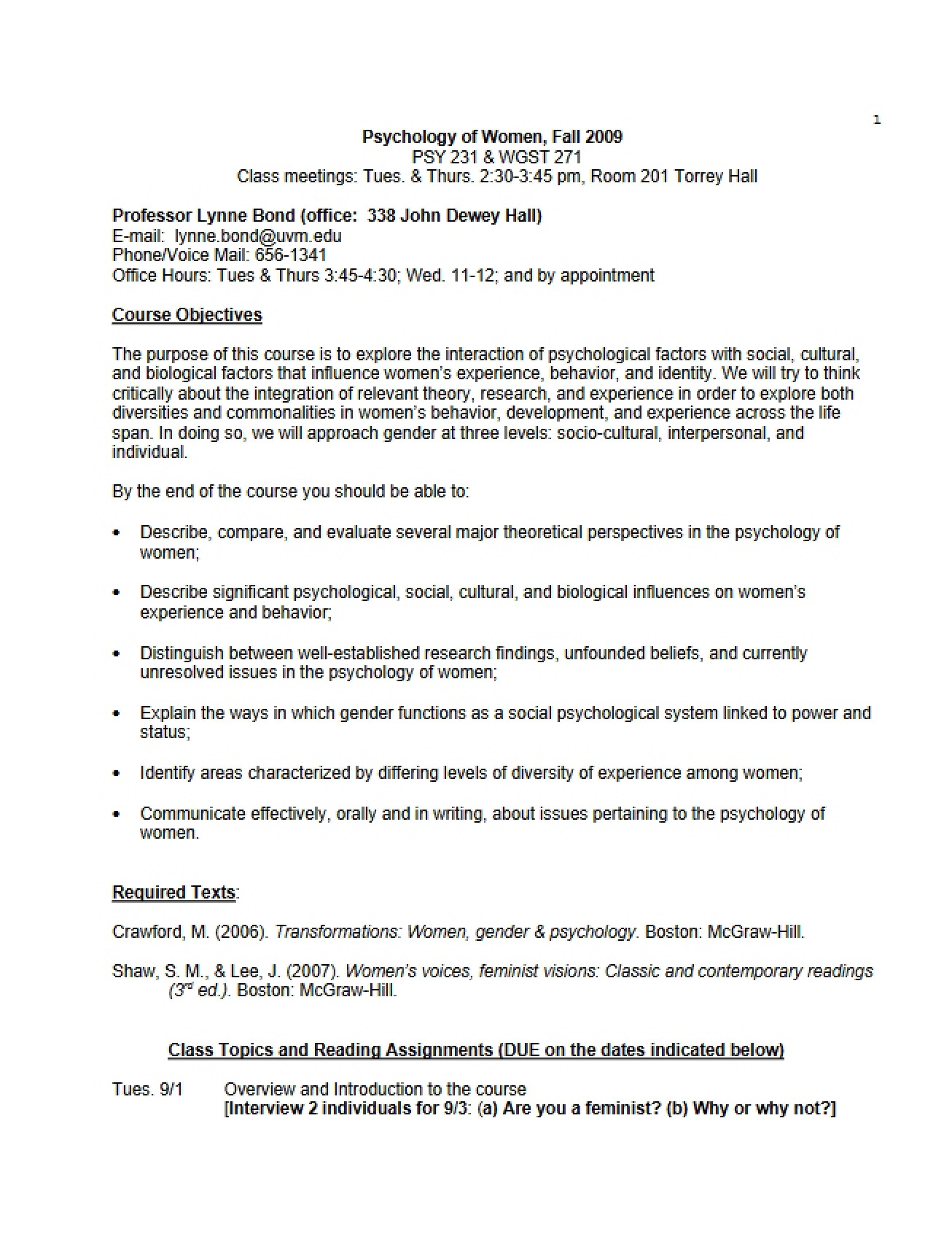 PSYC 231 Syllabus
