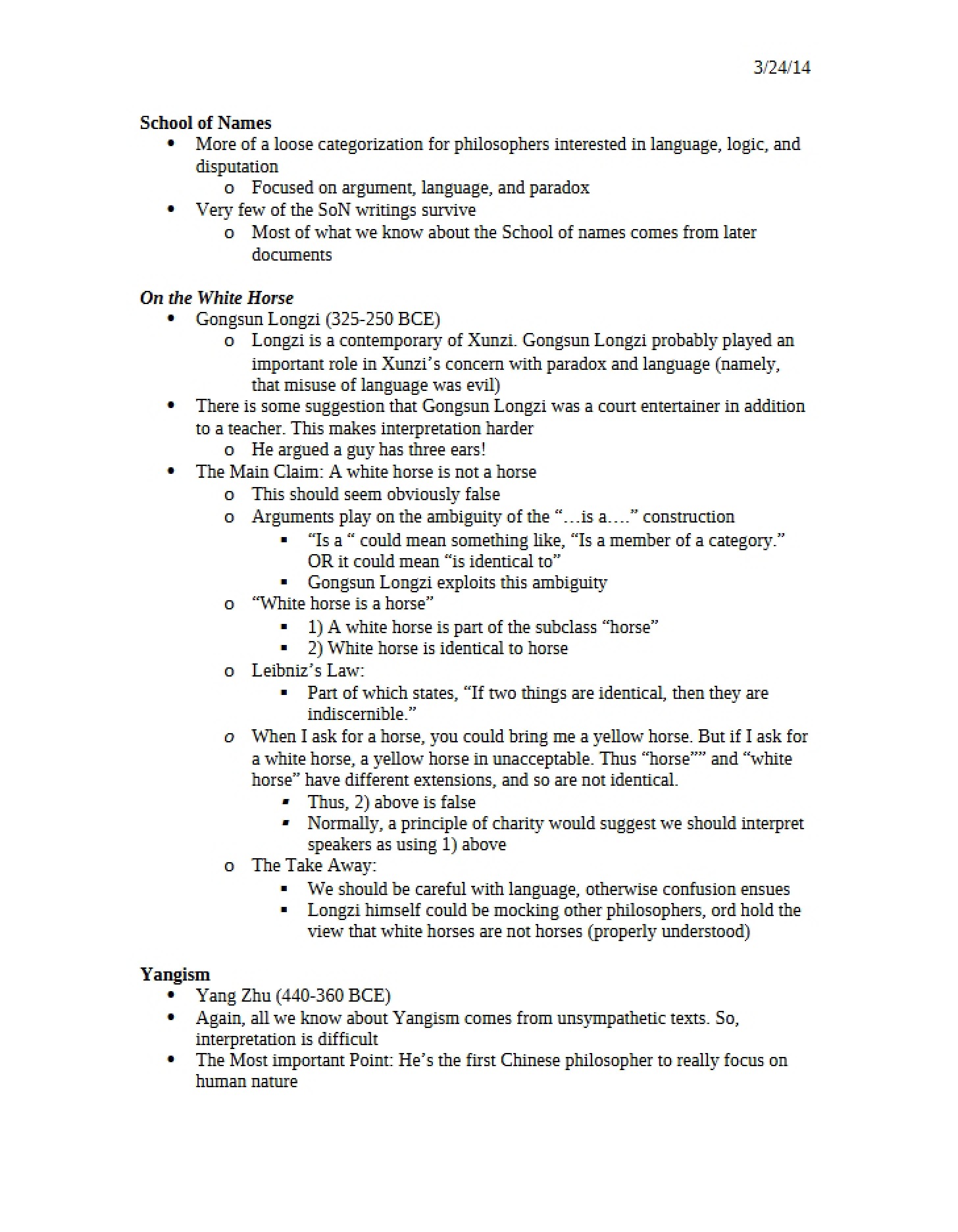 Lecture Notes - Asian Philosophies