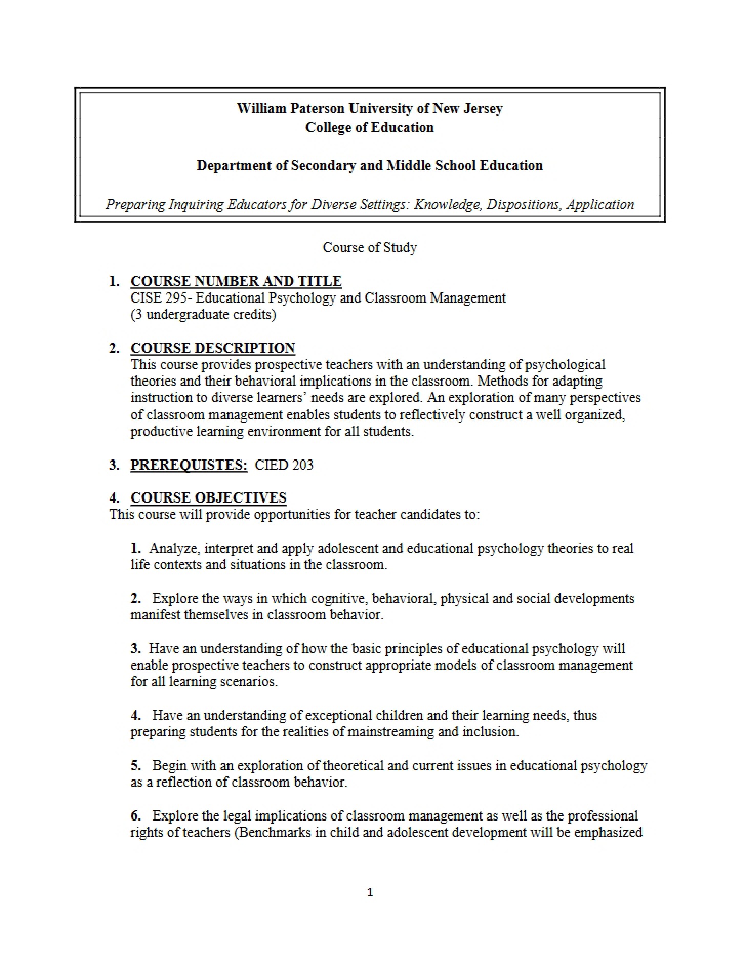 Outline for CISE 2950