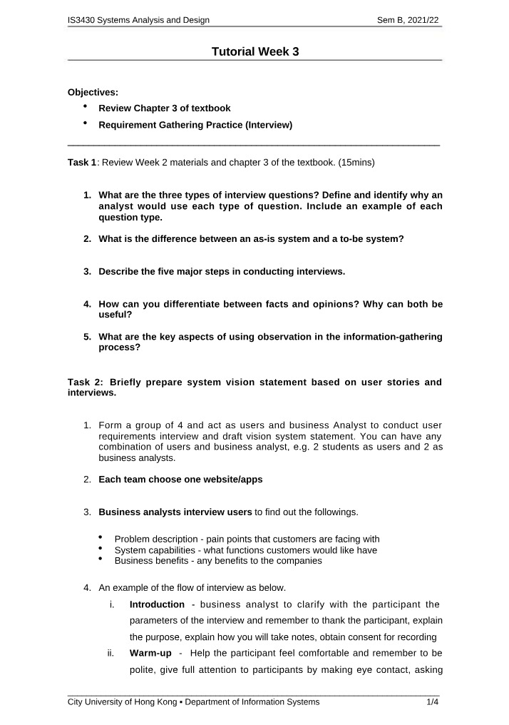Requirements Gathering Practice - Interview Techniques