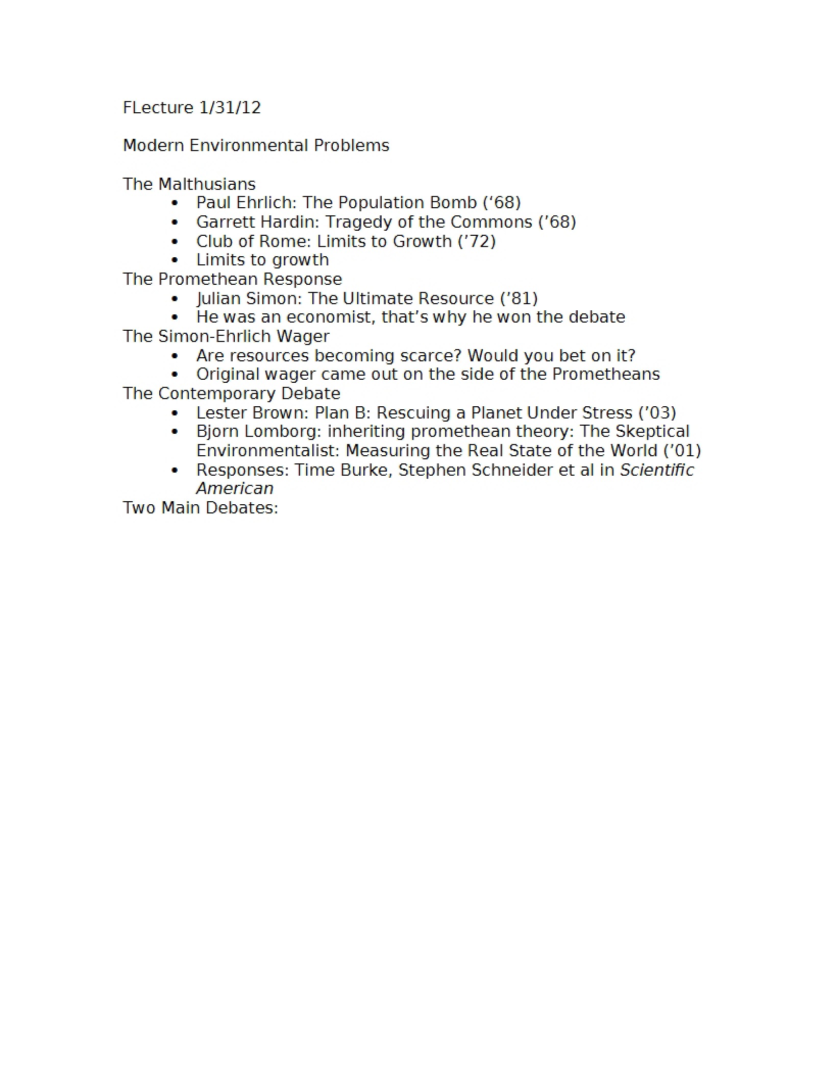 Environmental Problems in Modern Times