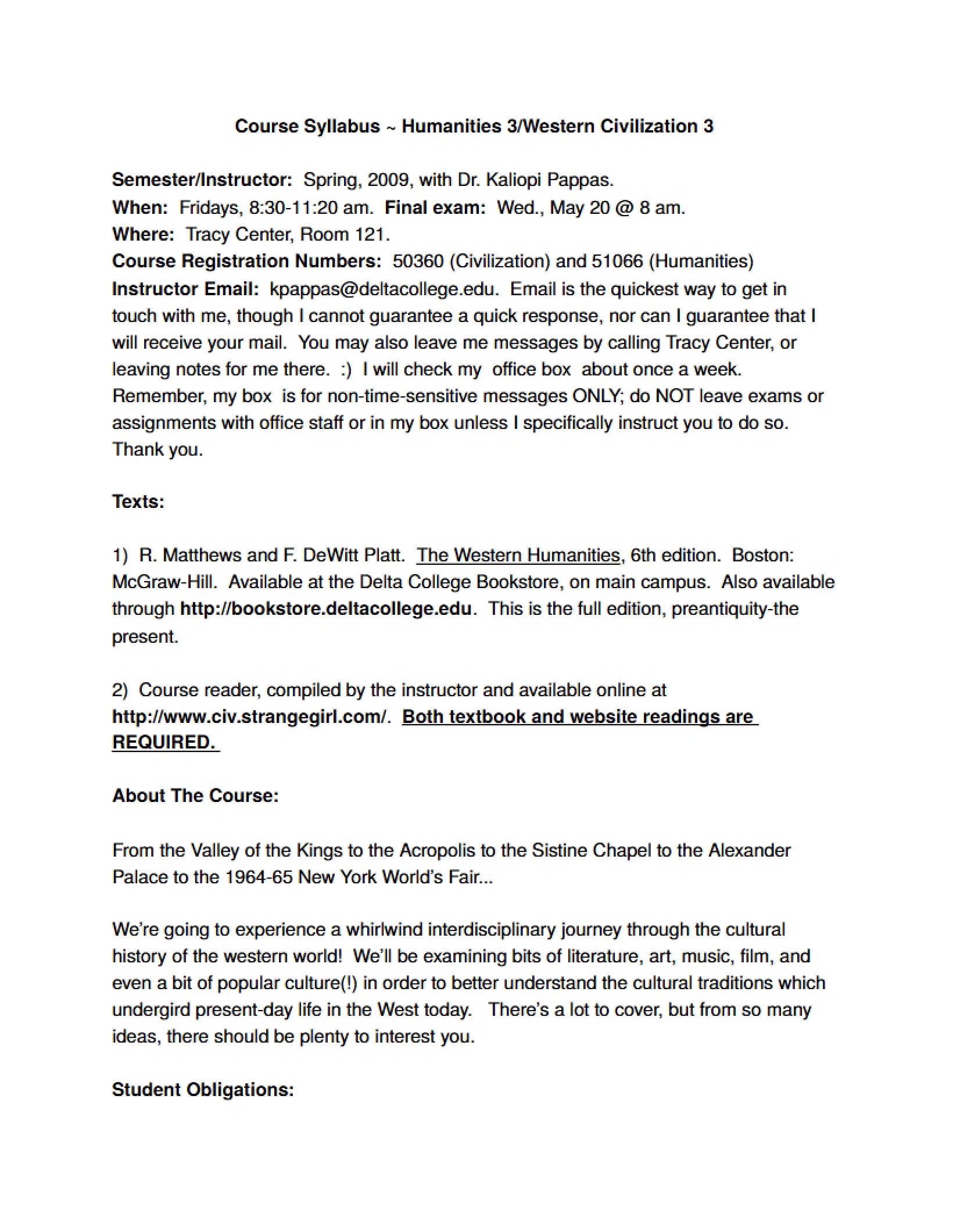 Autobiography of Civilization Syllabus