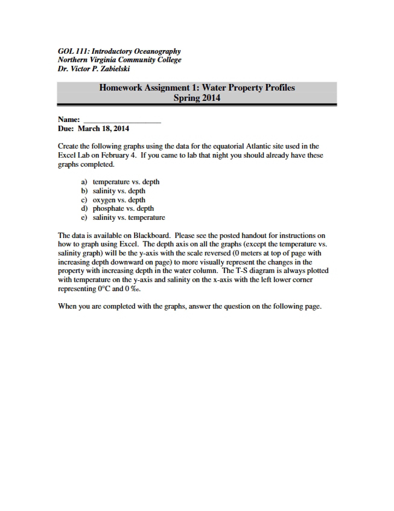 Profiles of Water Properties