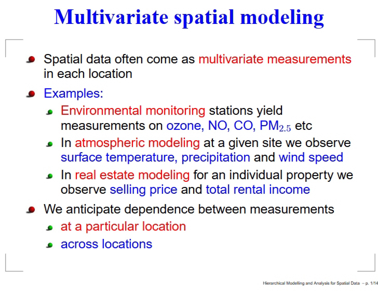 Spatial Modeling Multivariate