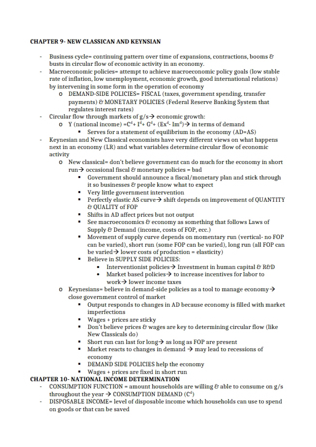 Chapter Nine New Classical and Keynesian Economics