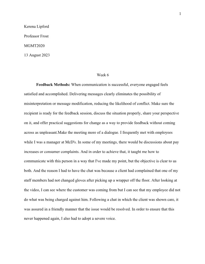 MGMT2020 Notes - Week 6