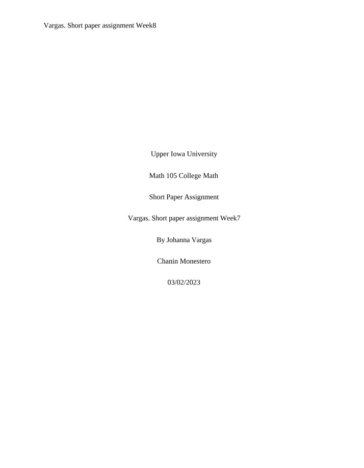 Week 8 Short Paper Assignment - Vargas