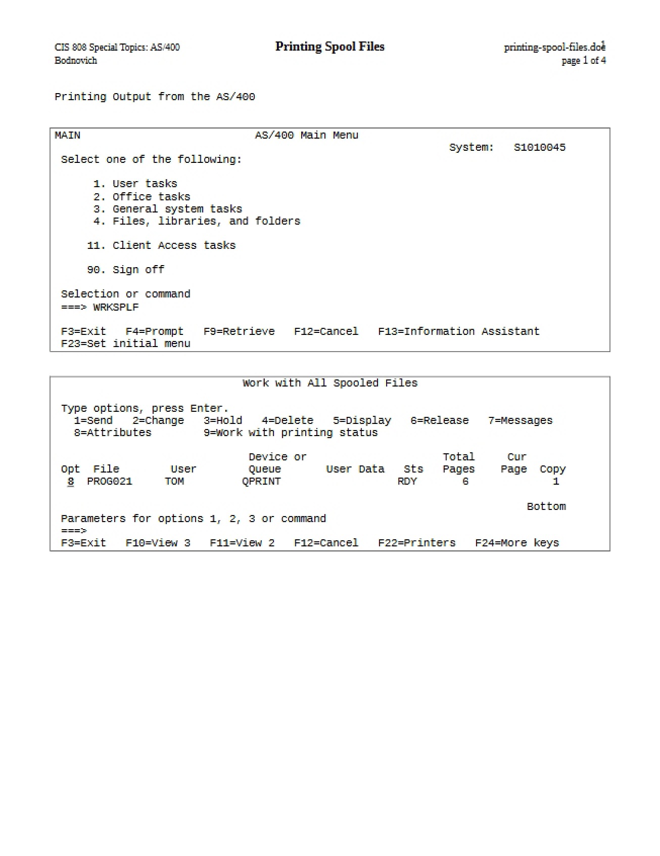 Spool File Printing