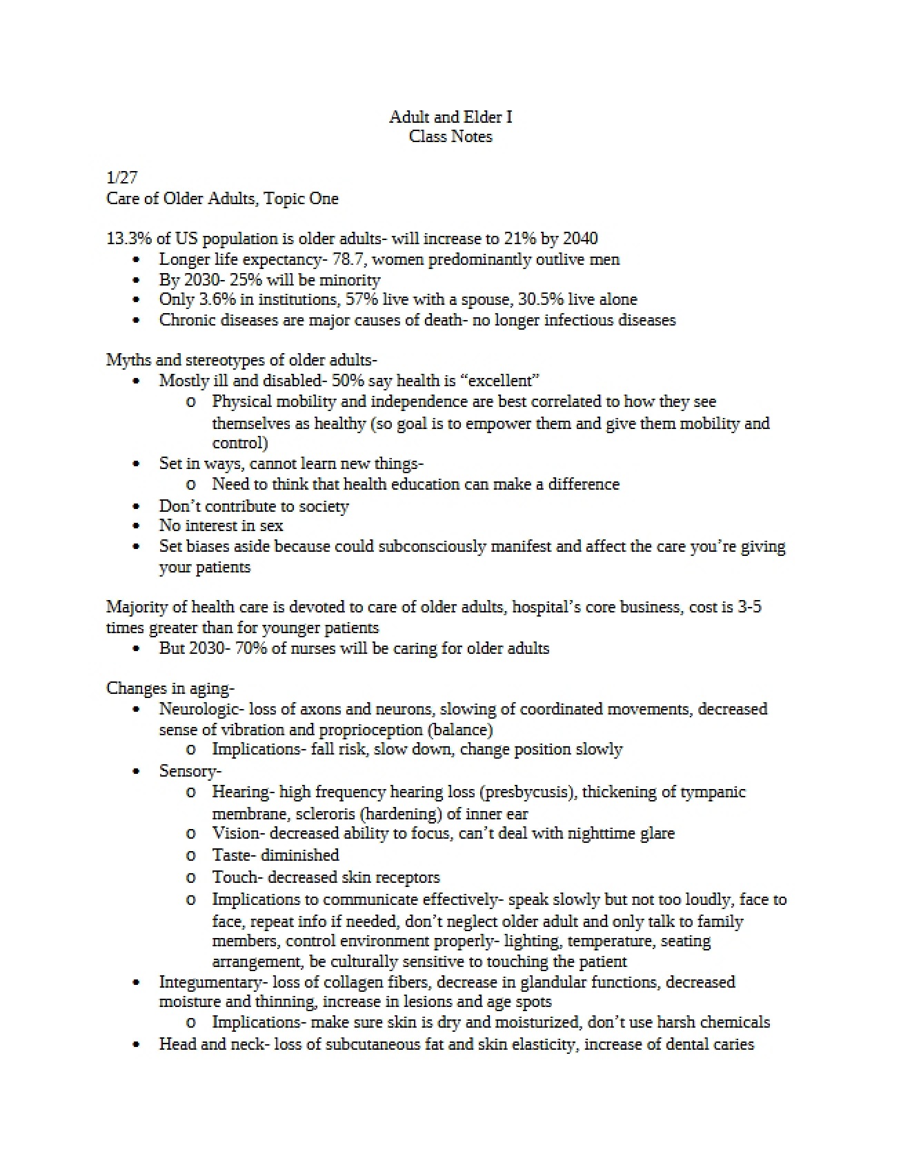 Pathophysiology Class Notes