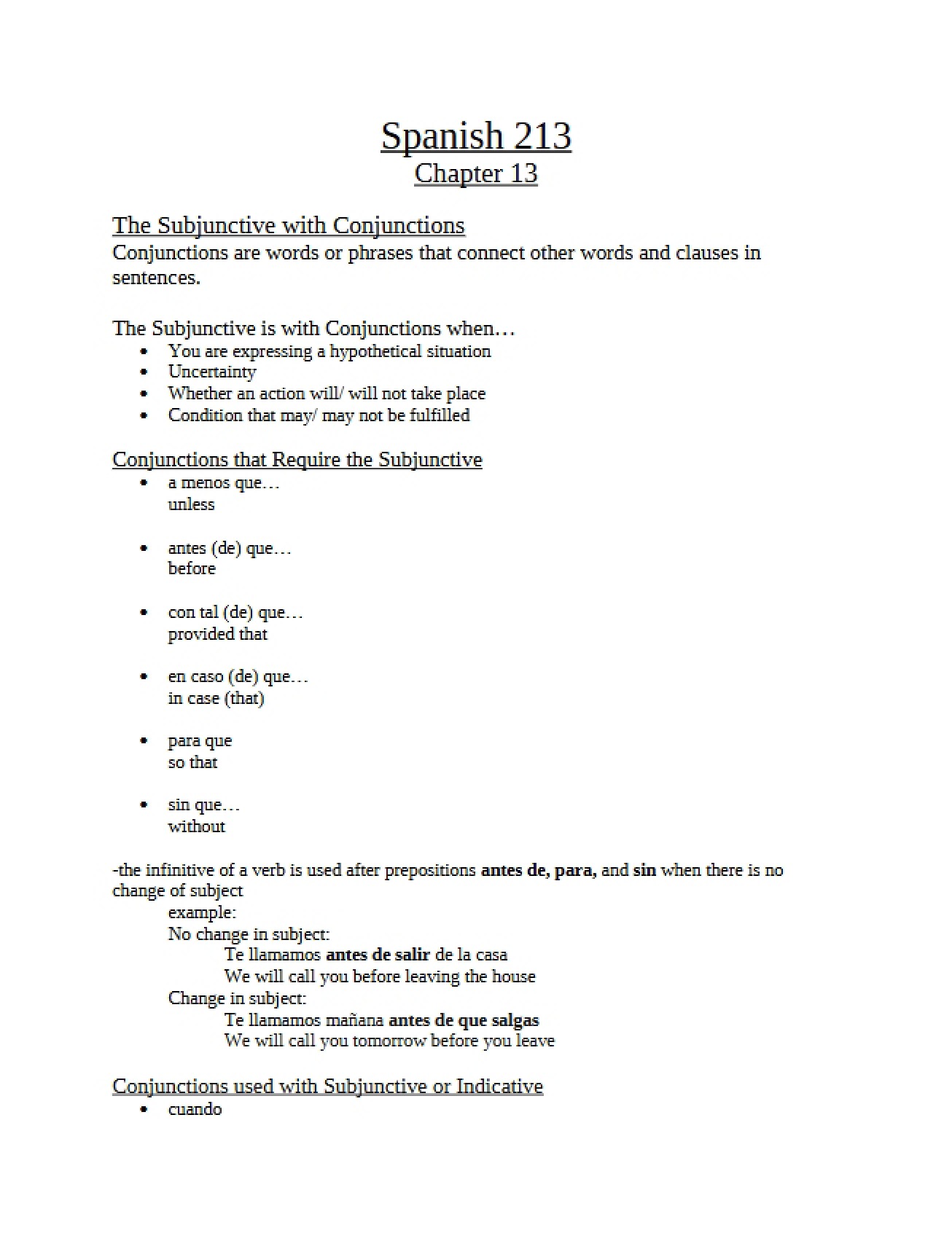 Conjunctions and the Subjunctive
