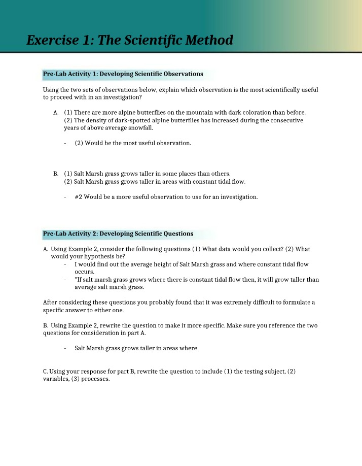 Developing Scientific Observations - Which is Most Important