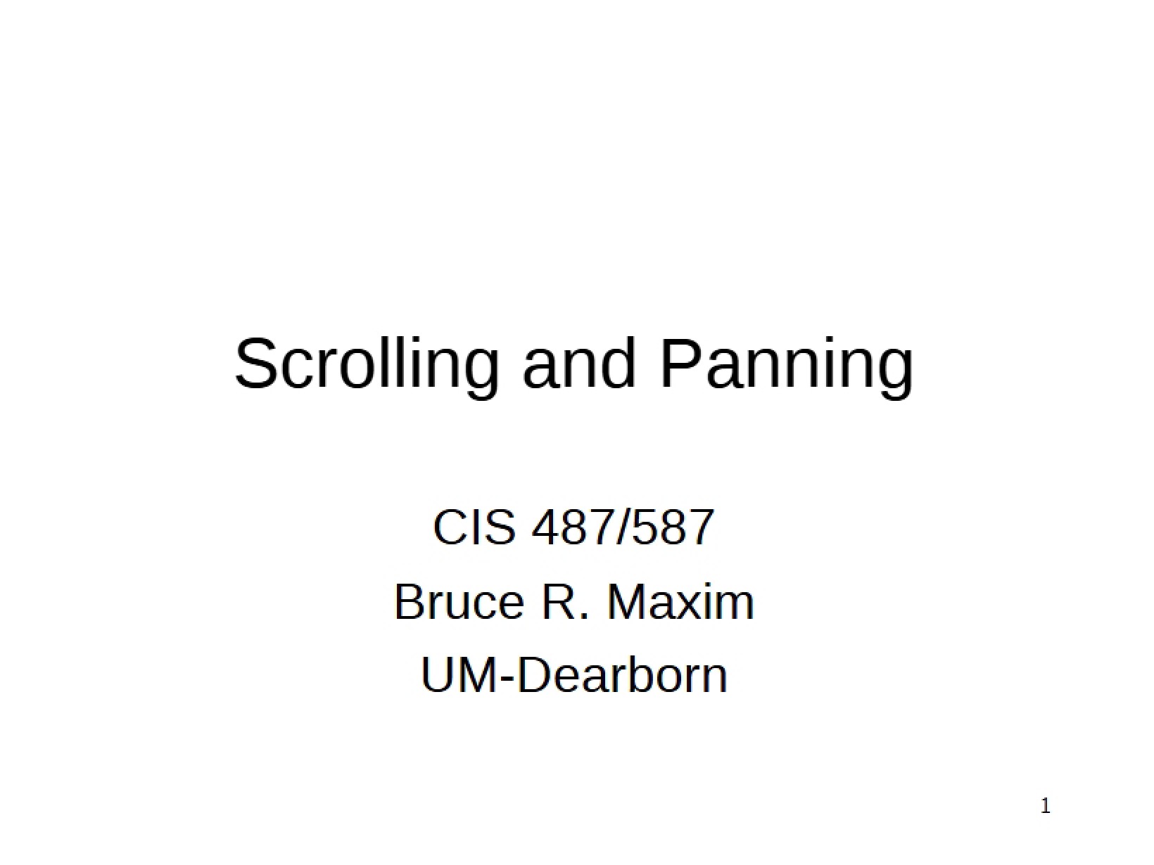 Panning and Scrolling Techniques