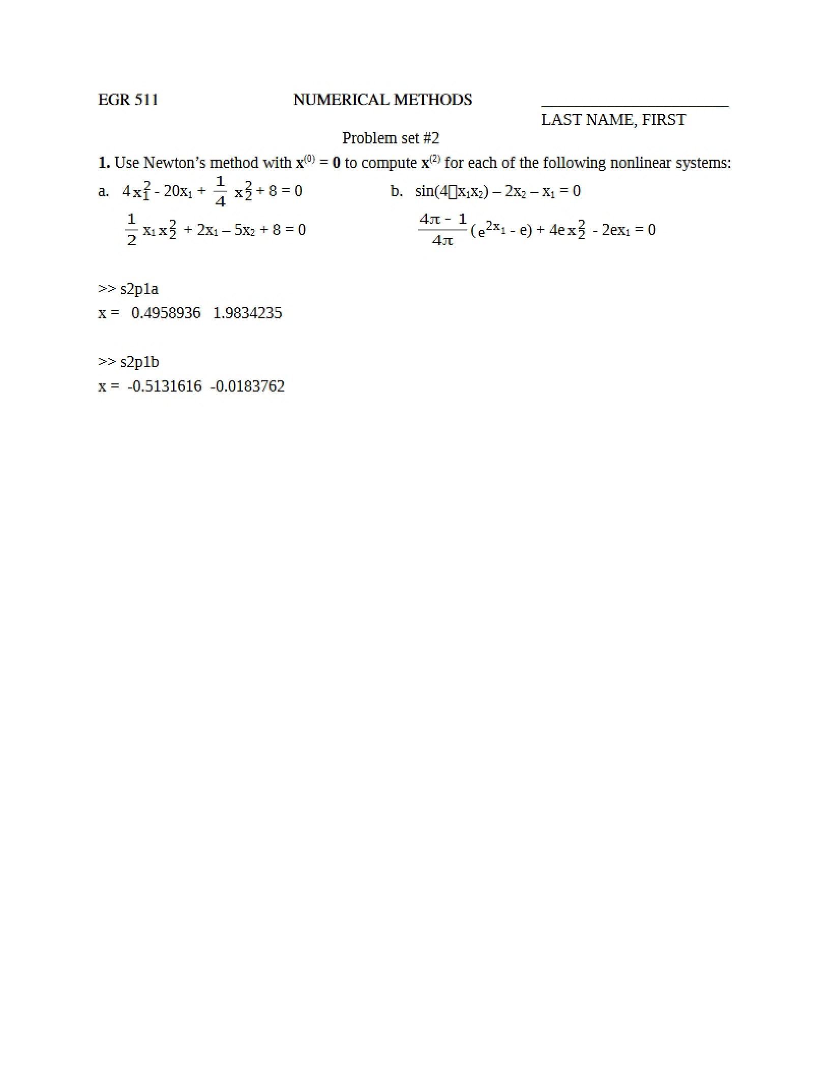 Second Problem Set