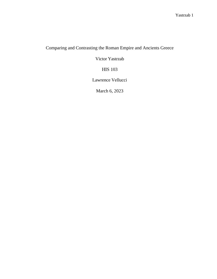 Comparison of Ancient Greece and the Roman Empire
