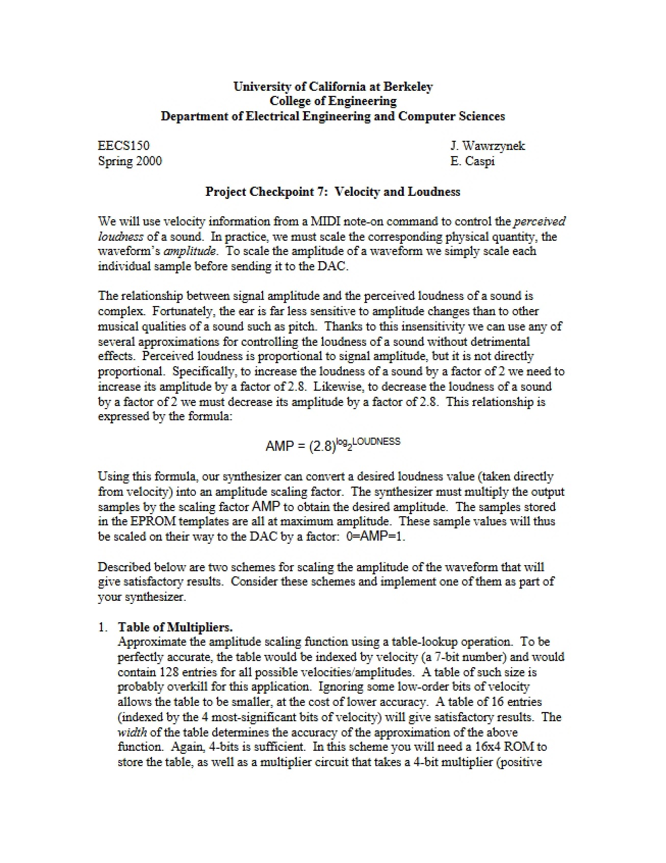 Loudness and Velocity Project Checkpoint 7