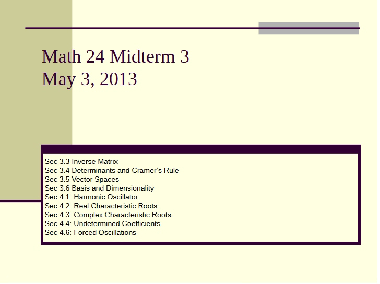 Review Midterm 3 (S13 M24)