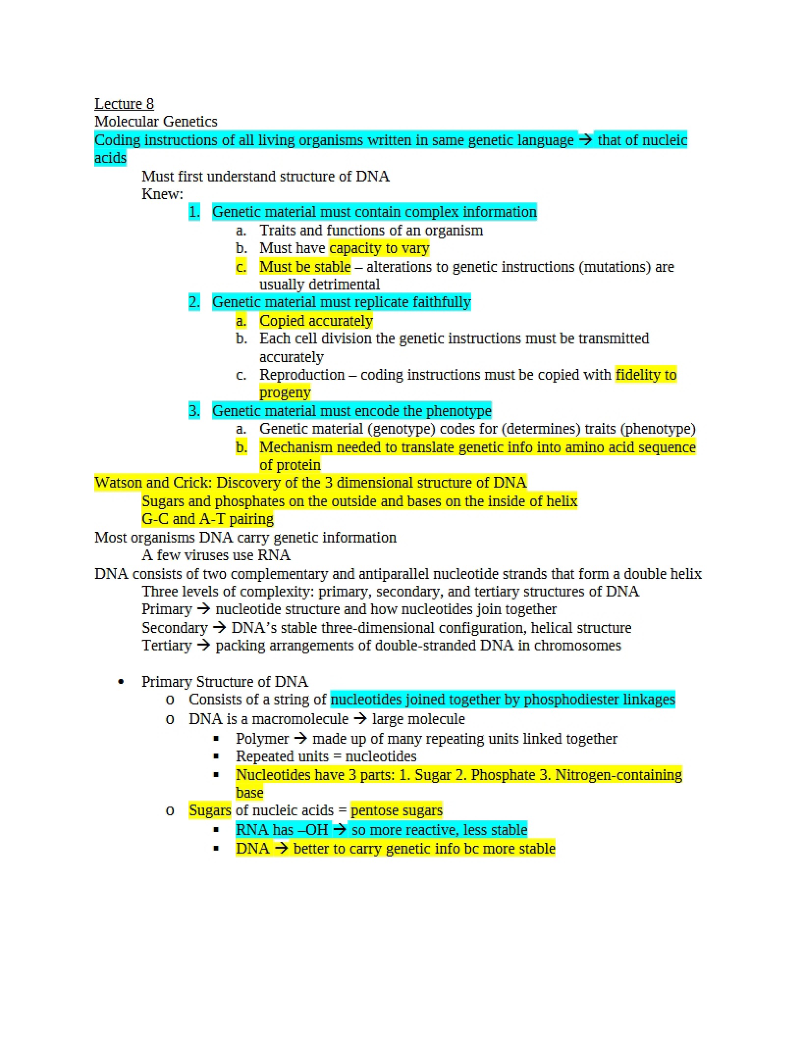 Fundamentals of Molecular Genetics