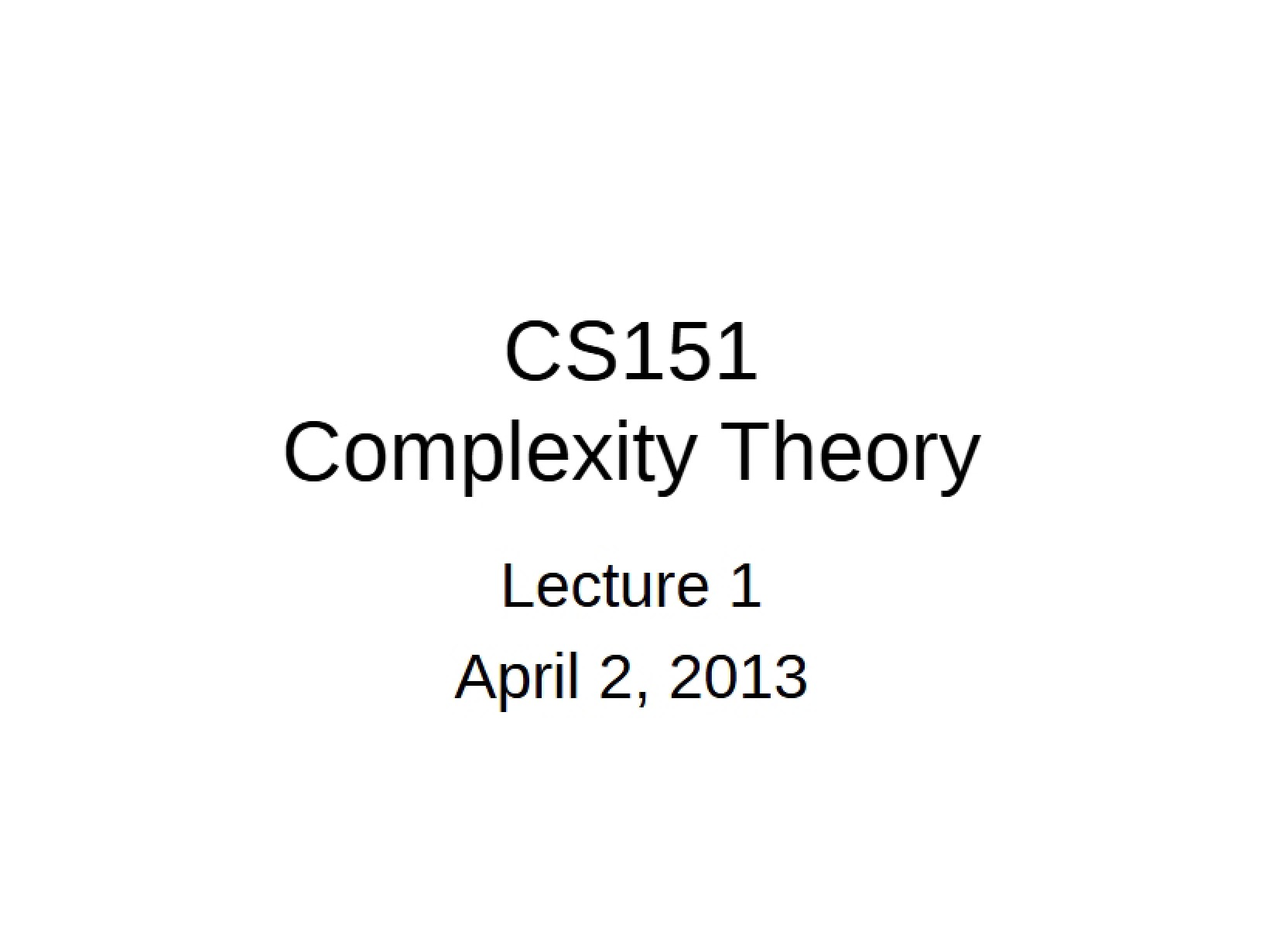 Complexity Theory Analysis