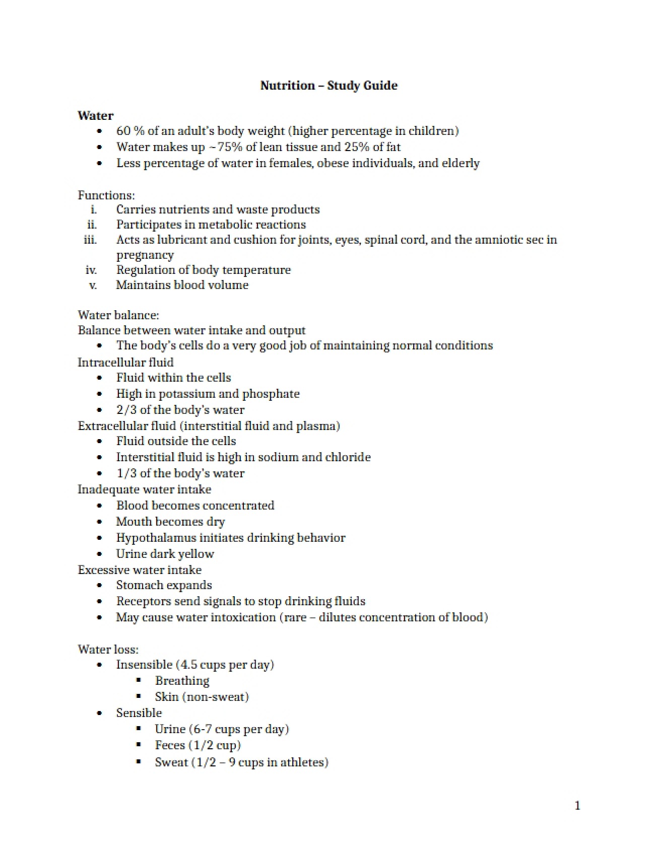 General Nutrition Study Guide