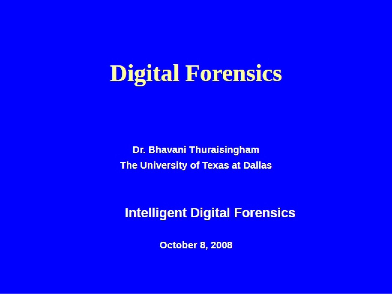 Class Notes for Digital Forensics