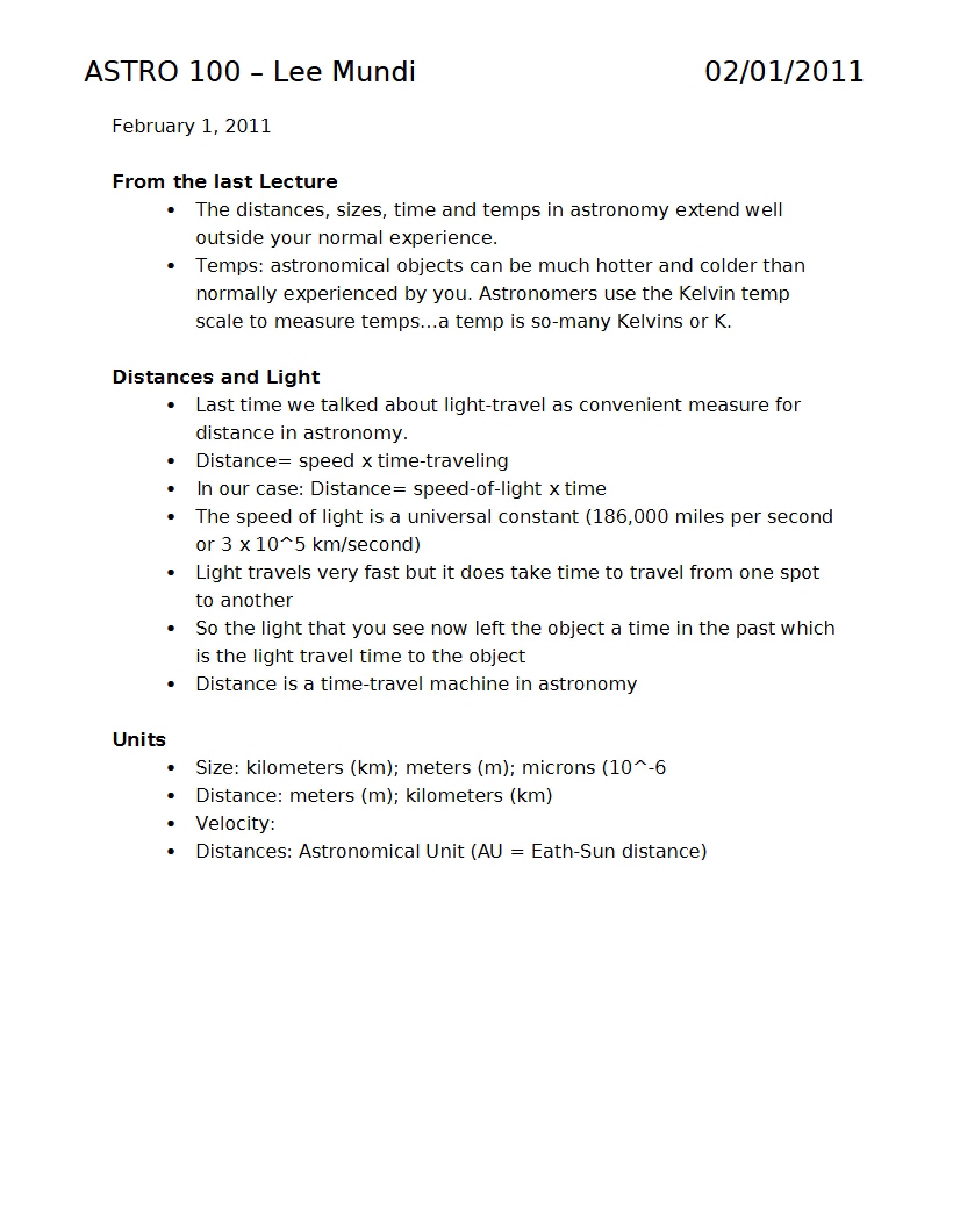 ASTR 100 Lecture Notes