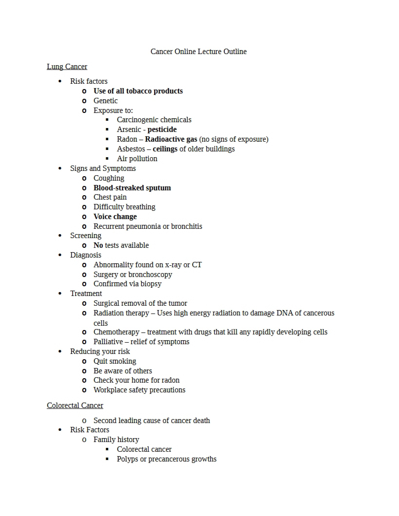 Homework Online Cancer Lecture