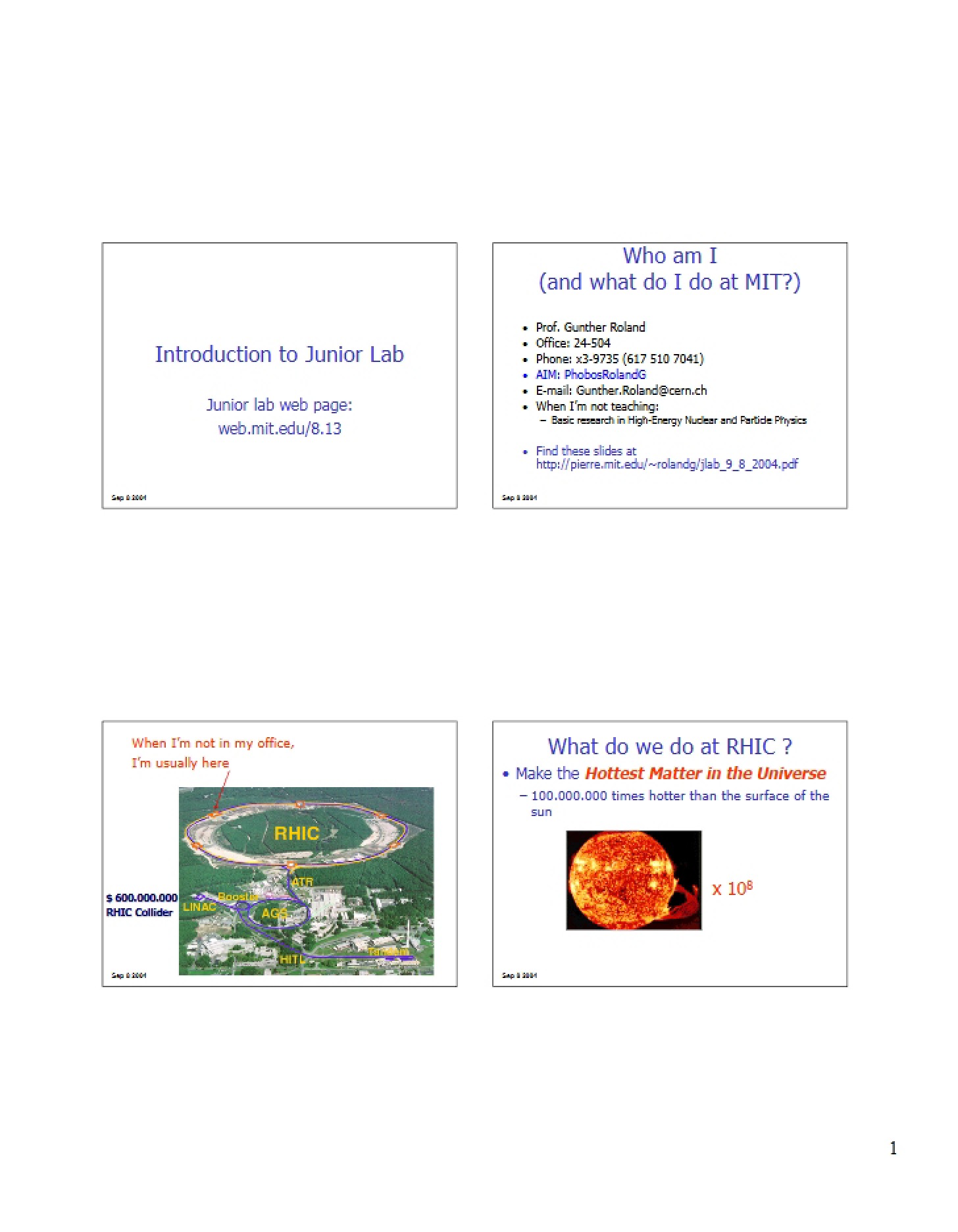 Junior Lab Introduction