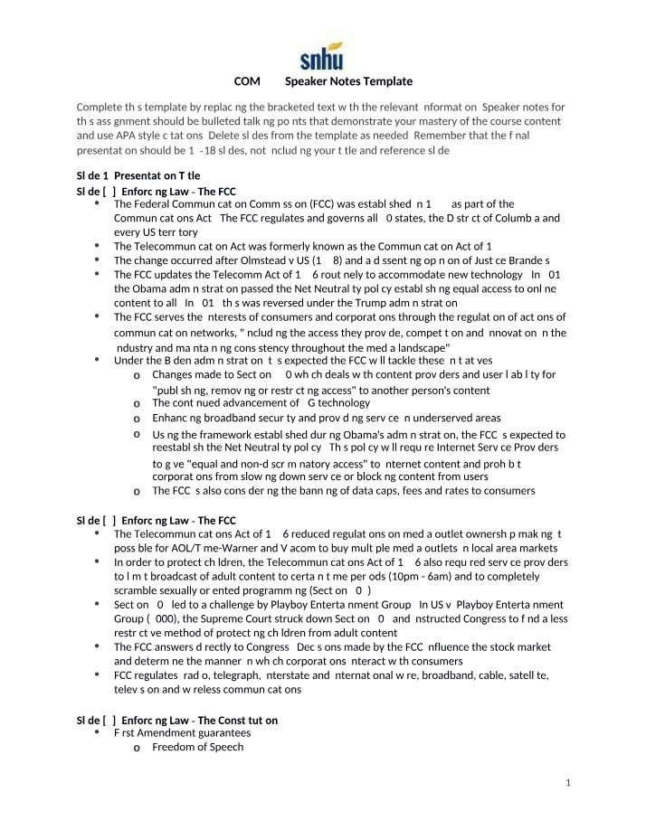 Template for COM 449 Speaker Notes