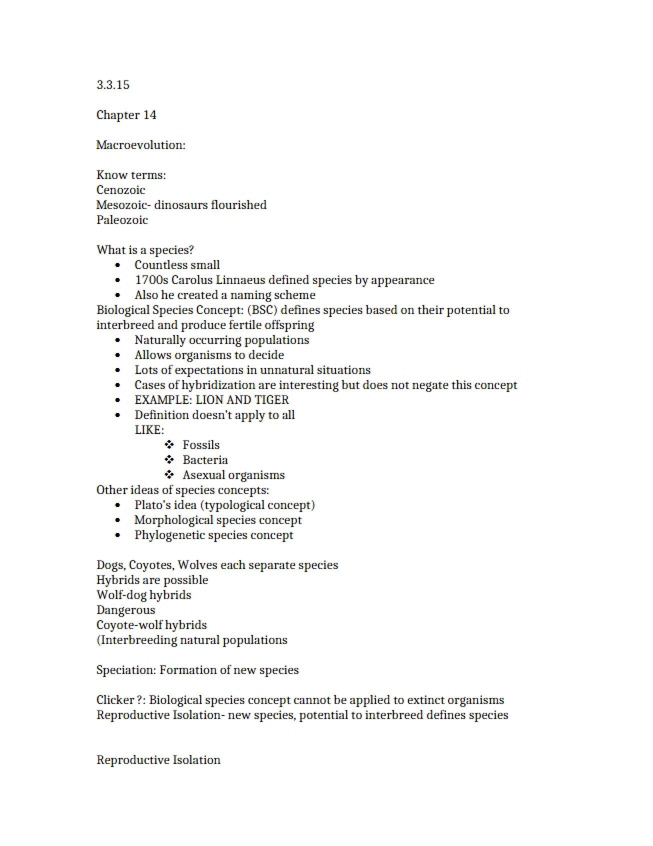 Macroevolution in Environmental Biology Chapter Fourteen