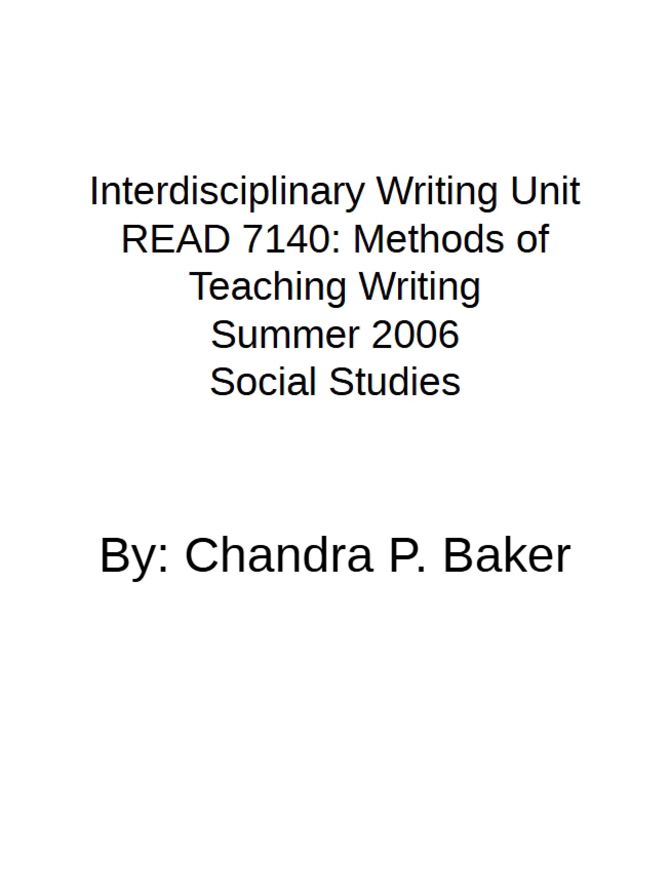 Writing Unit (Interdisciplinary) - 48 Pages