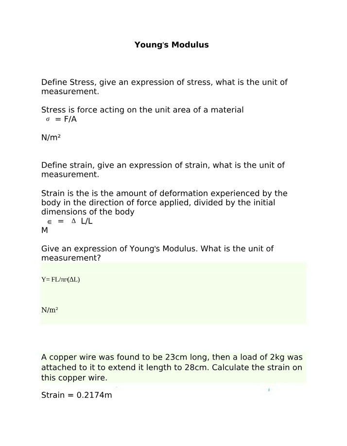 Young's Modulus - Equations, Calculations, and Definition
