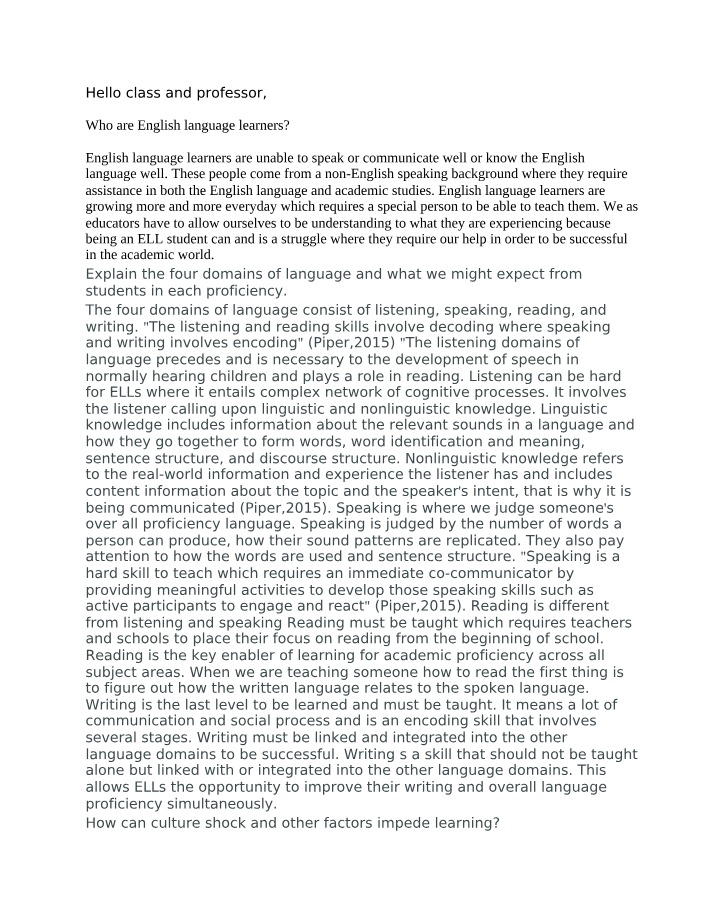 Understanding the Challenges of English Language Learners