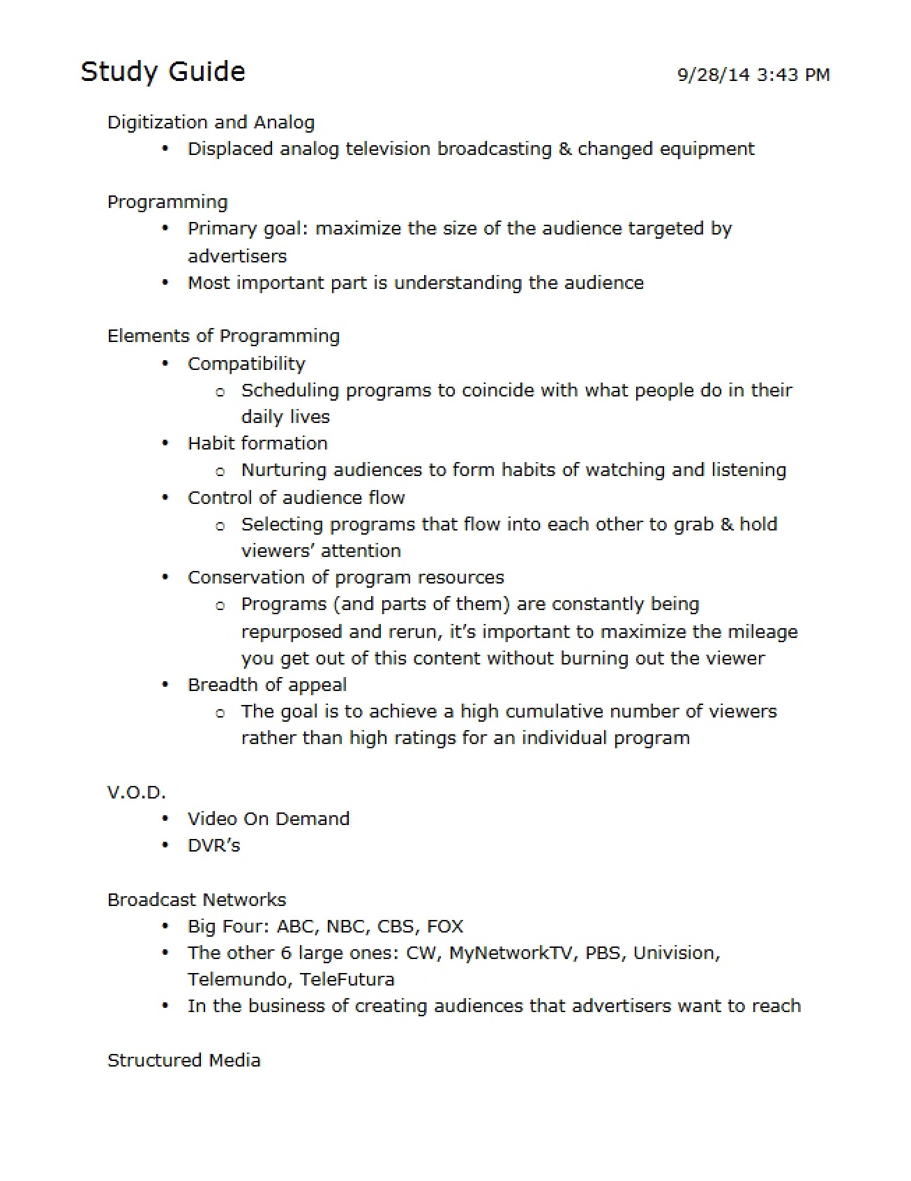 Test 1 Study Guide (CTVA 475)