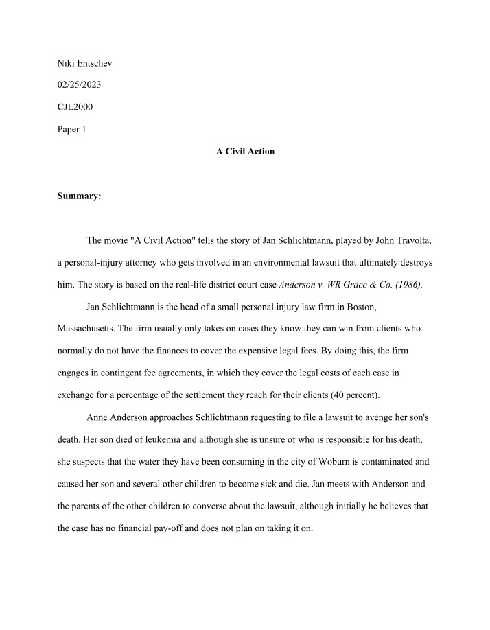 Paper 1 - A Civil Action