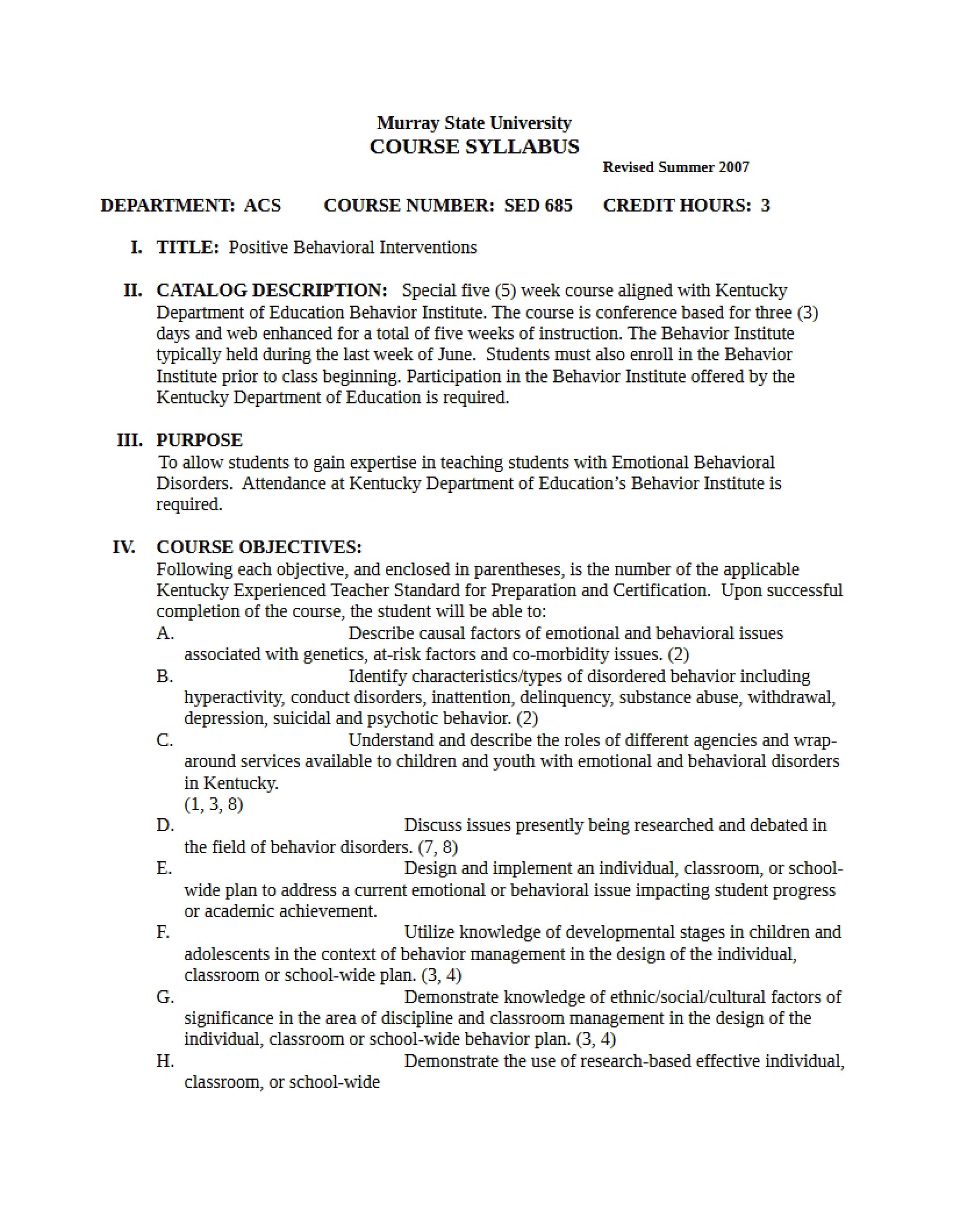 Syllabus - SED 685
