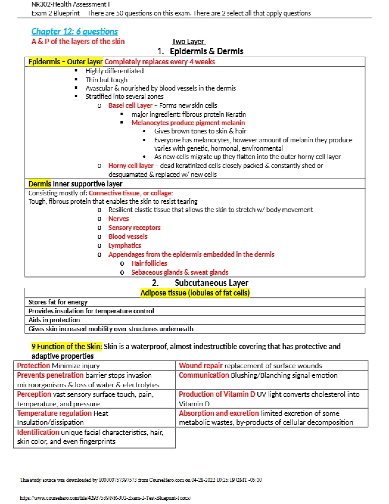 Health Assessment Exam Two